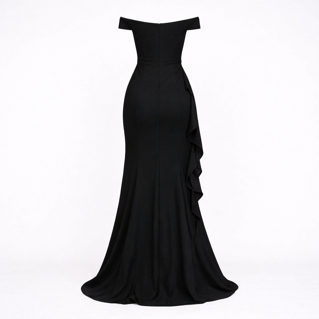 Dame Sort Maxi Kjole - Frontslids Design