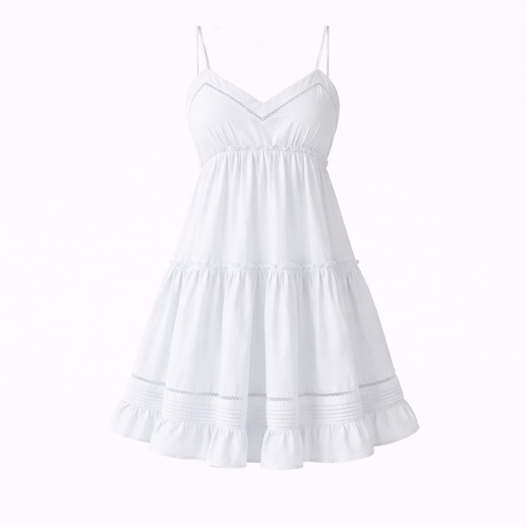 Dames Ruffle Tier Mini Jurk - Ontspannen Pasvorm
