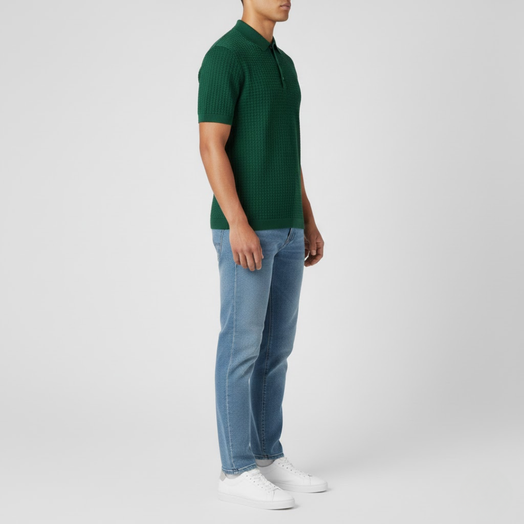 Struktureret Strikket Polo Shirt