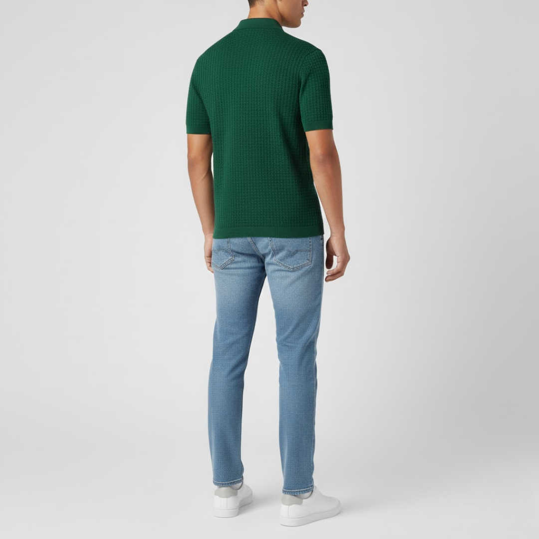 Struktureret Strikket Polo Shirt