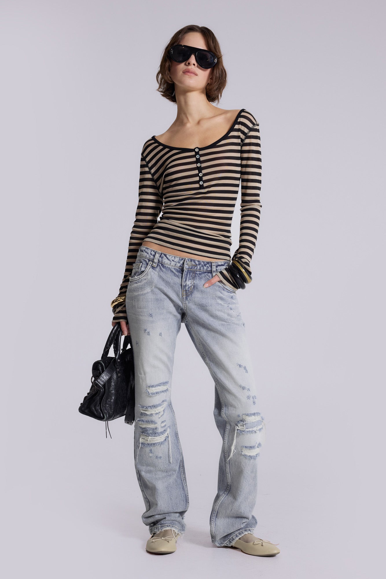 Jean Rider taille basse jambe droite light wash