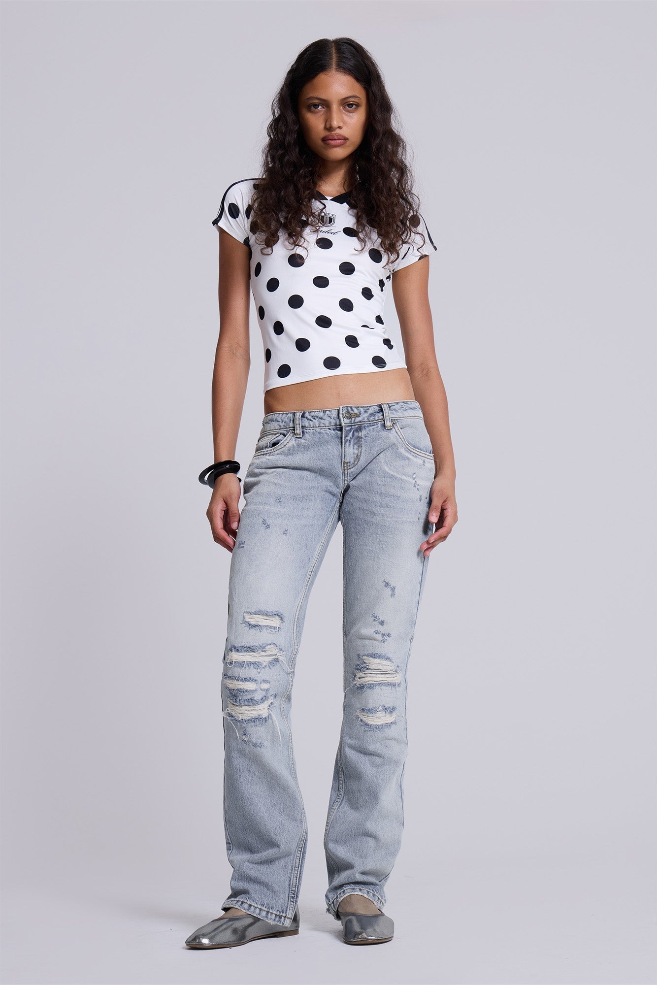 Jean Rider taille basse jambe droite light wash