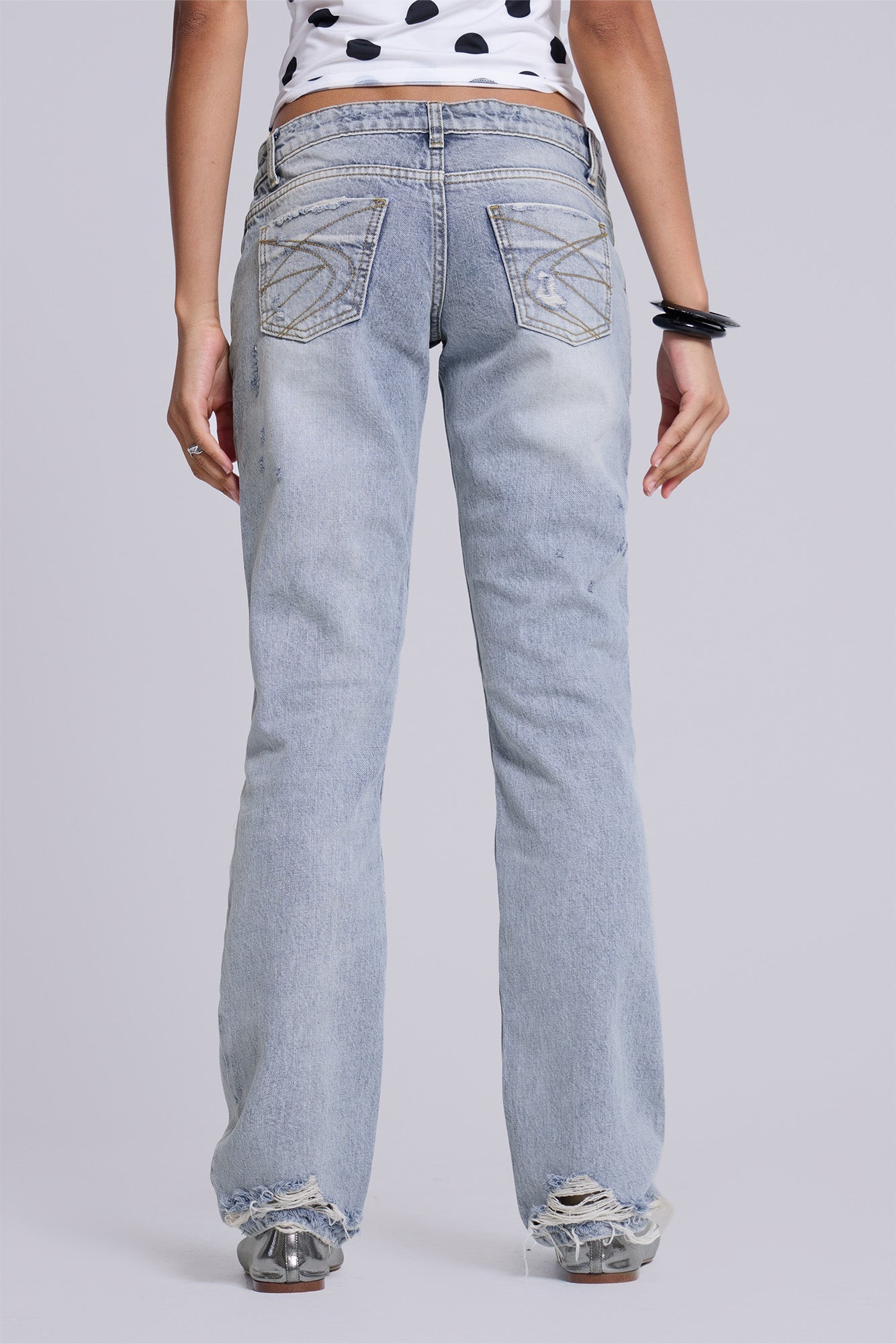 Jean Rider taille basse jambe droite light wash