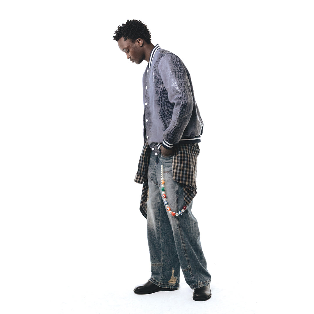 Patchwork Cargo Denim Jakke