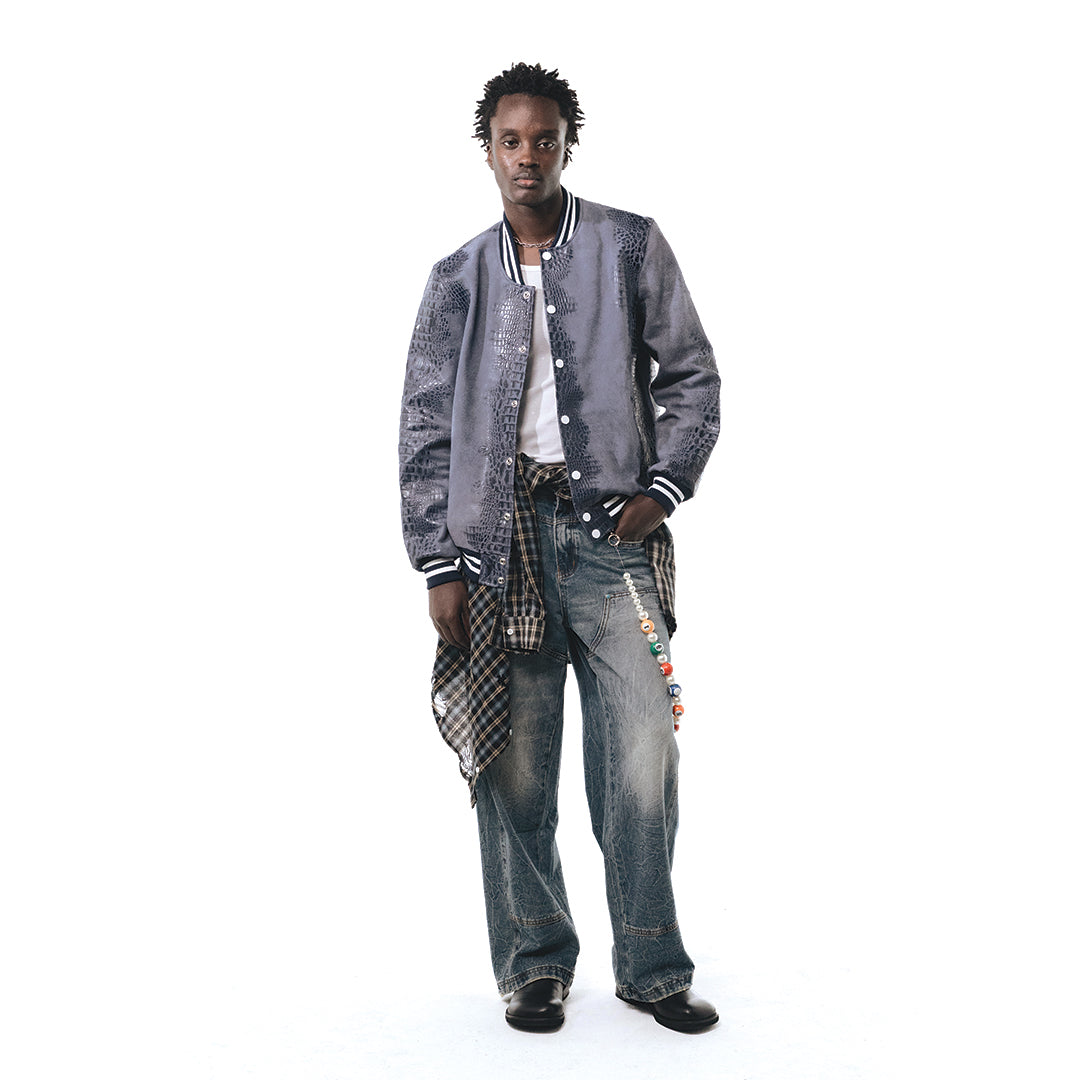 Patchwork Cargo Denim Jakke