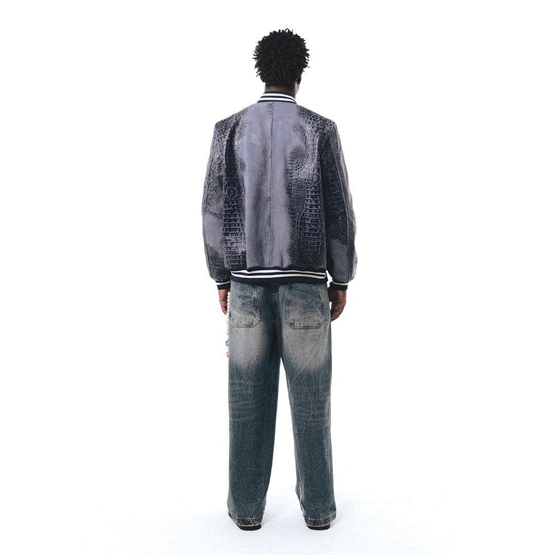 Patchwork Cargo Denim Jakke