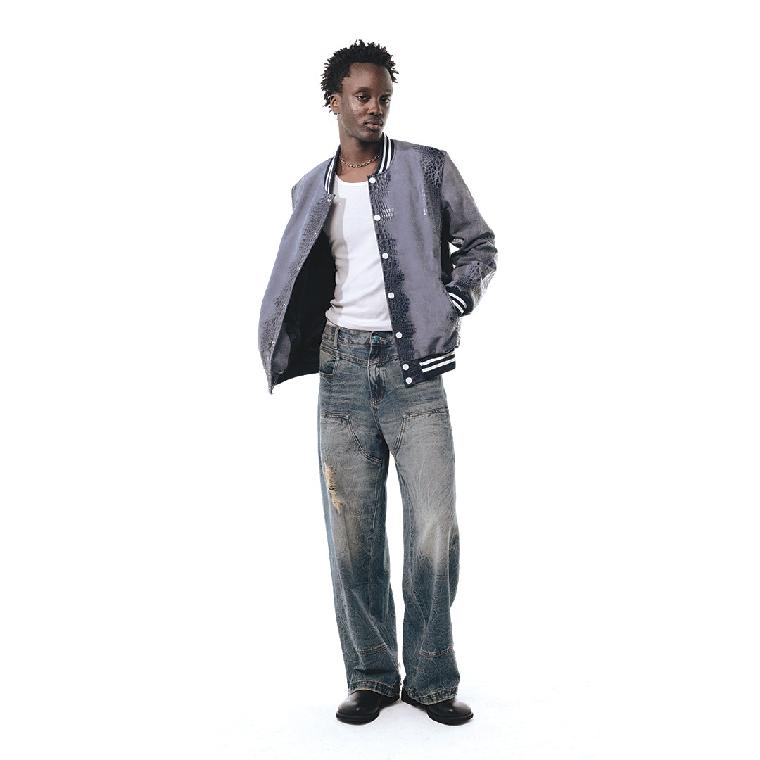 Patchwork Cargo Denim Jakke