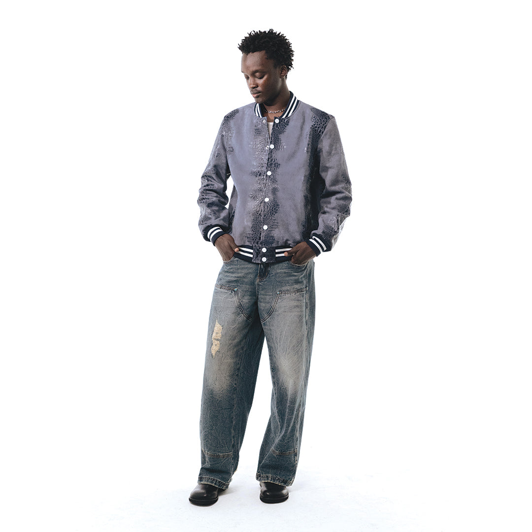 Patchwork Cargo Denim Jakke