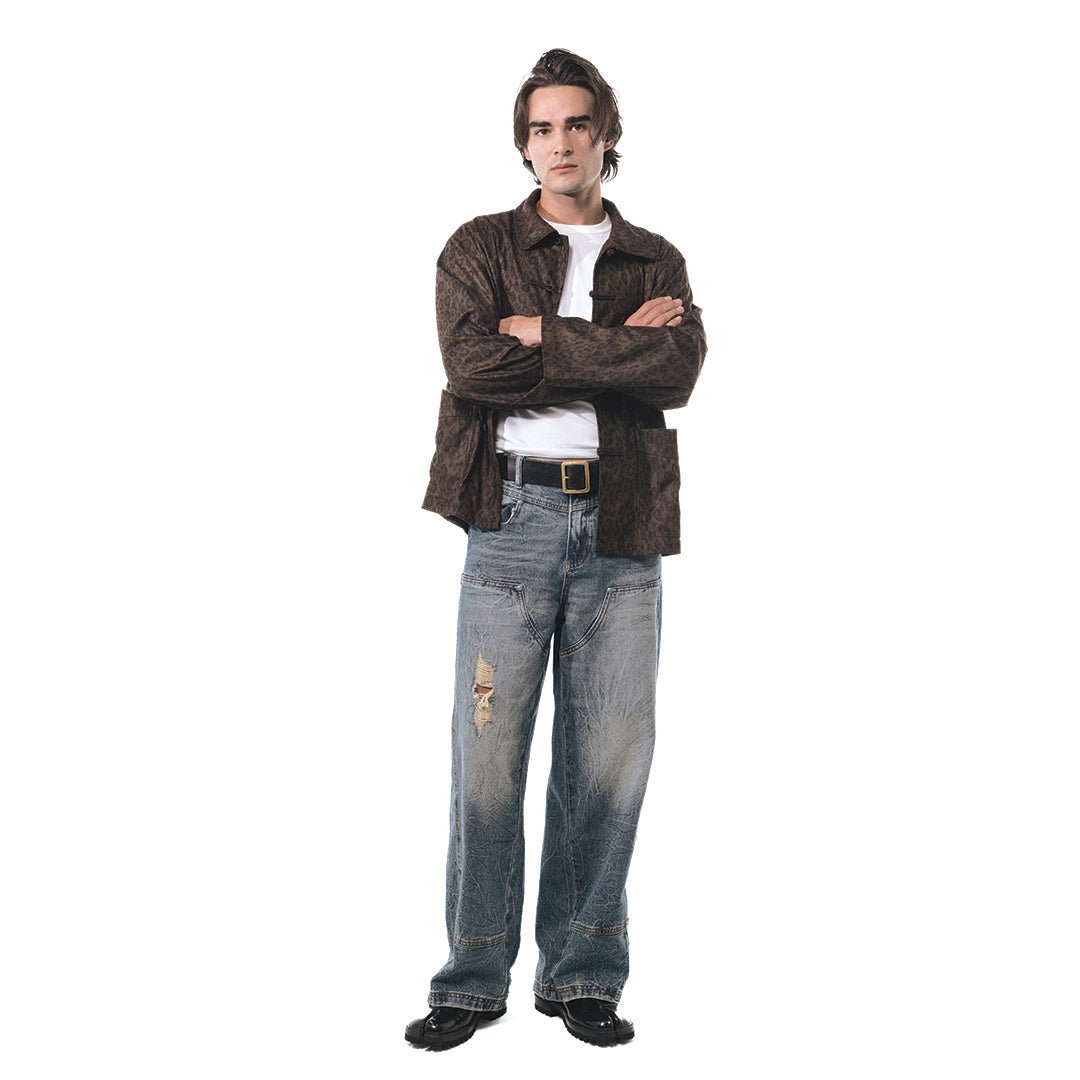 Veste cargo patchwork en denim