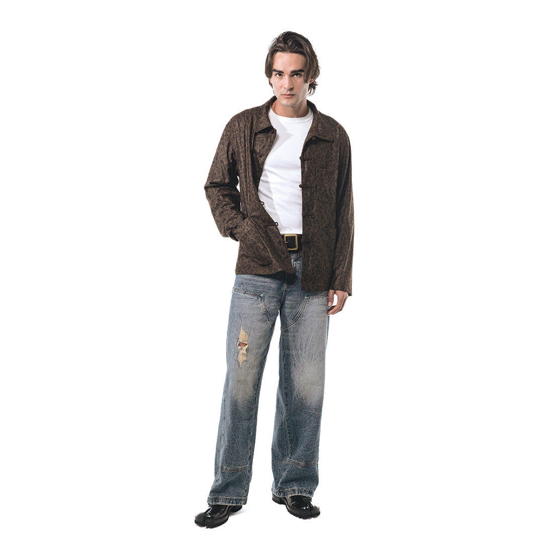 Veste cargo patchwork en denim