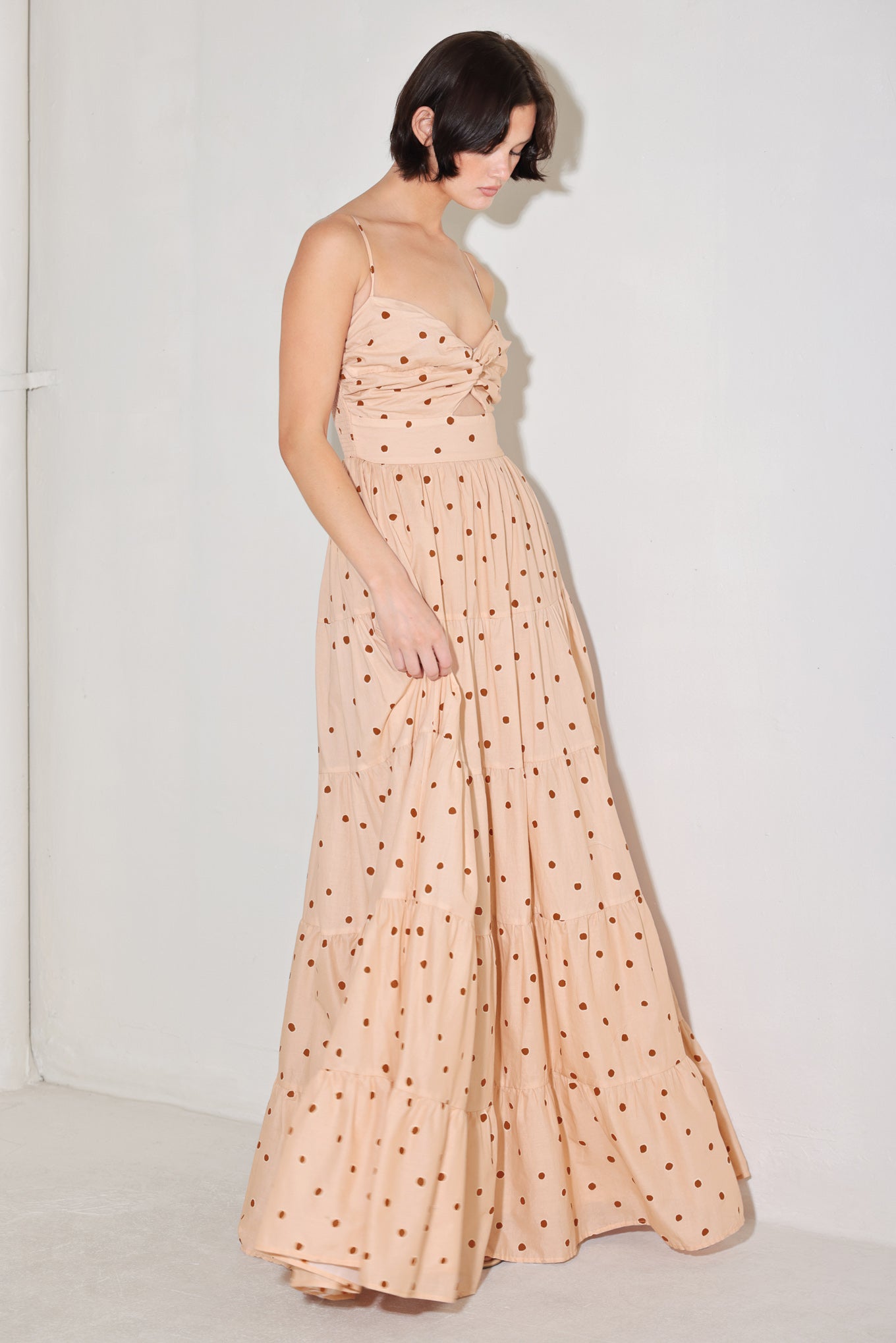 Polka Dot Vævet Maxikjole