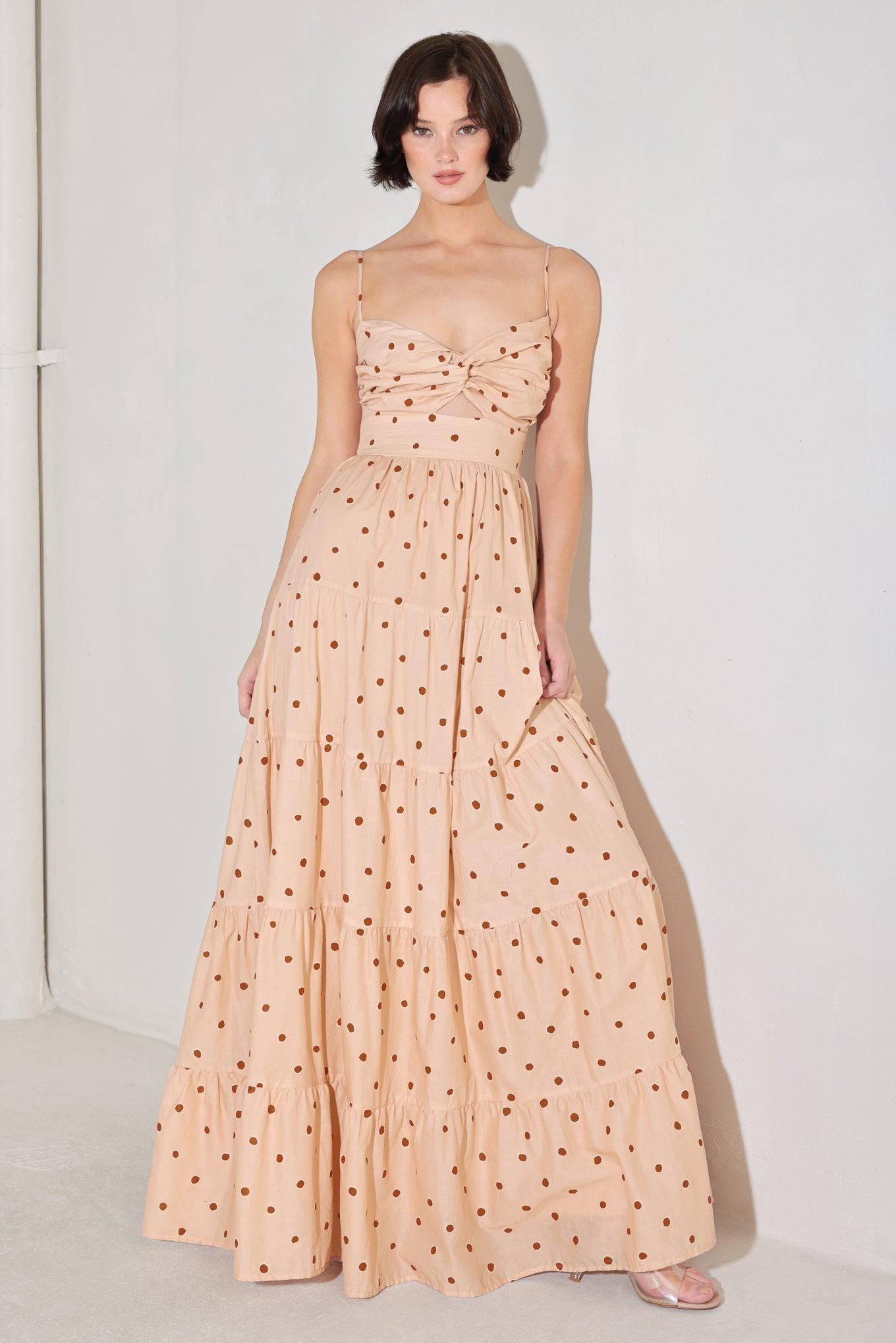 Polka Dot Vævet Maxikjole