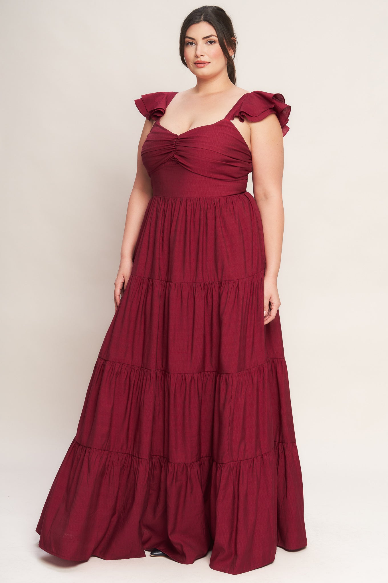 Deep Red Vævet Maxikjole