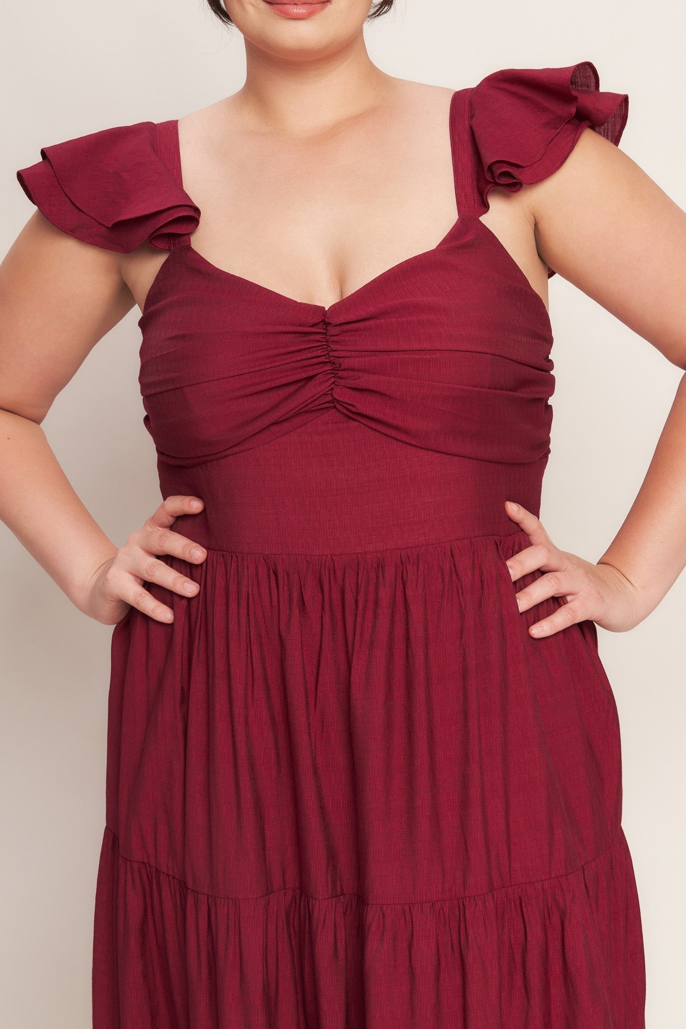 Deep Red Vævet Maxikjole