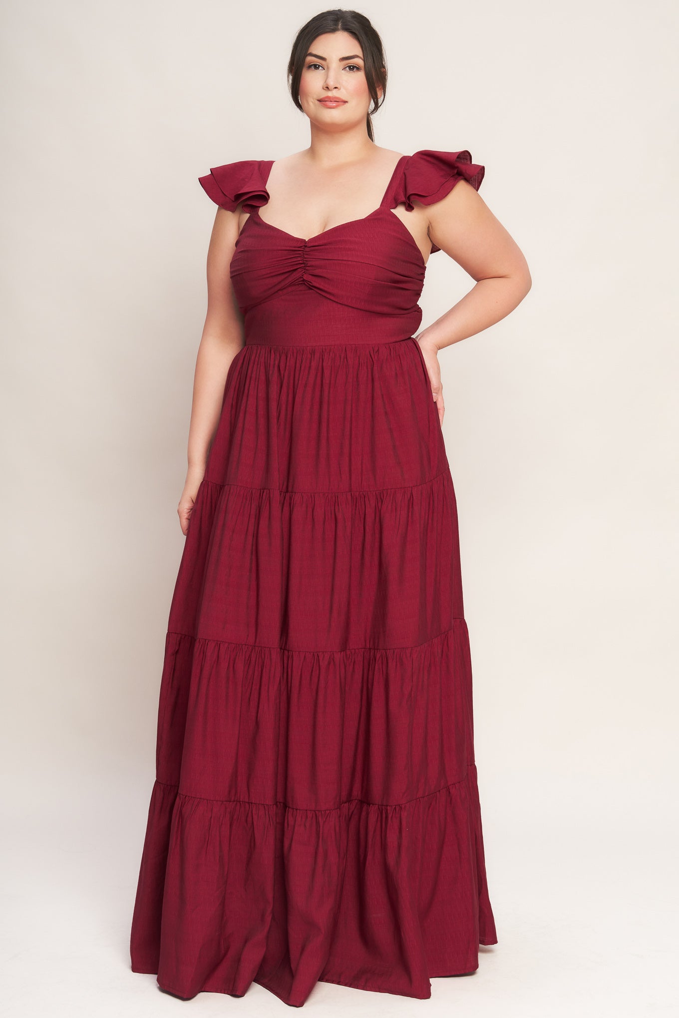 Deep Red Vævet Maxikjole