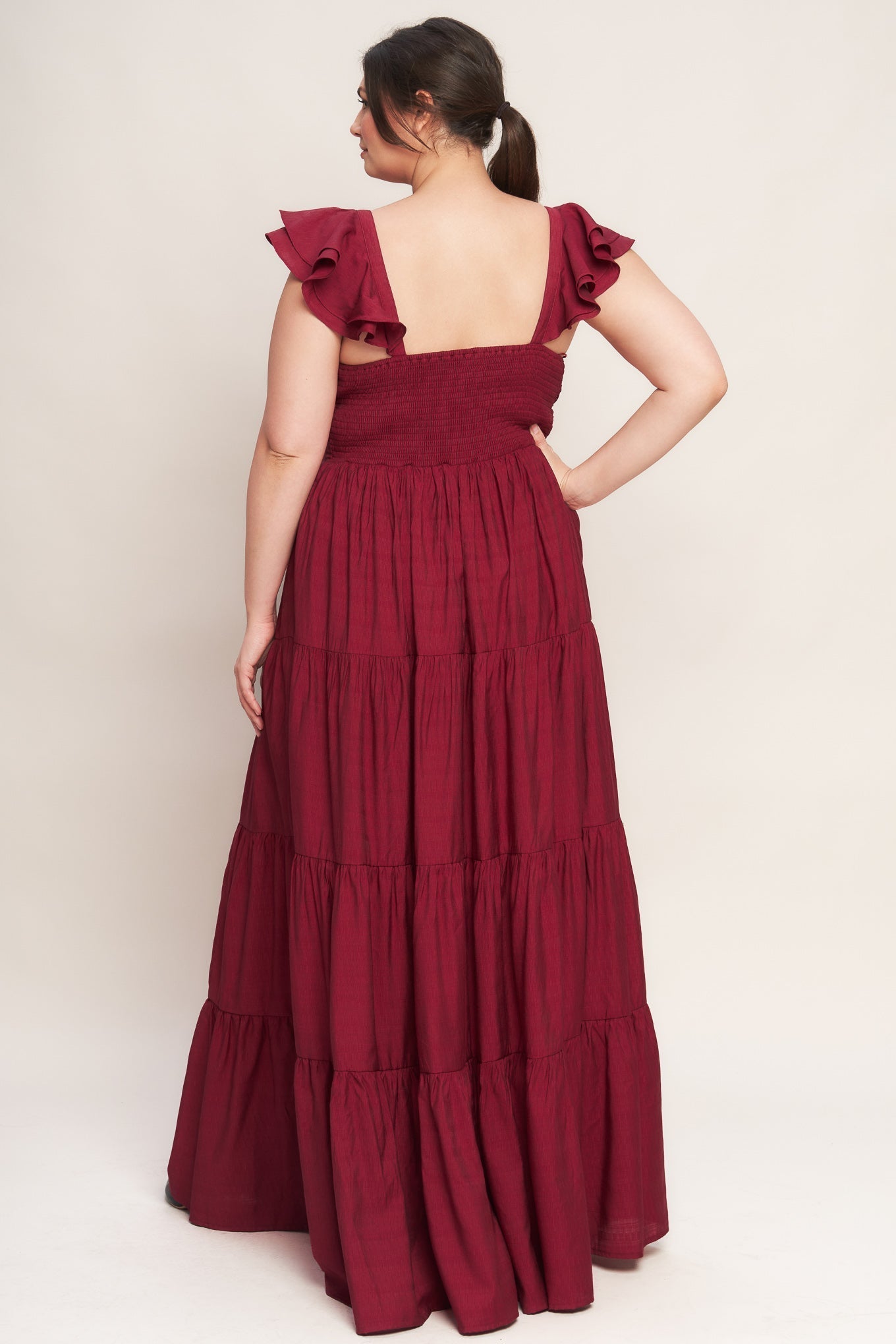 Deep Red Vævet Maxikjole