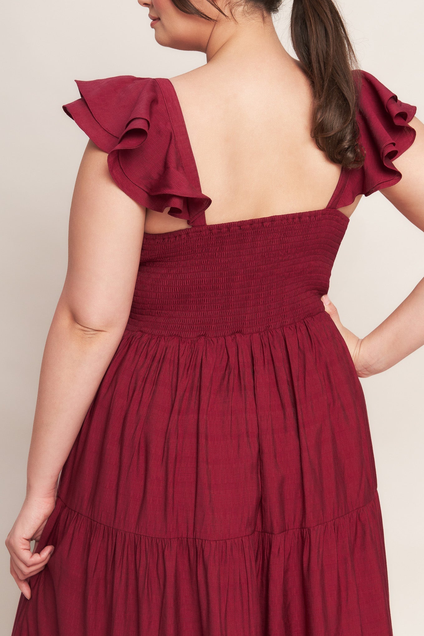 Deep Red Vævet Maxikjole