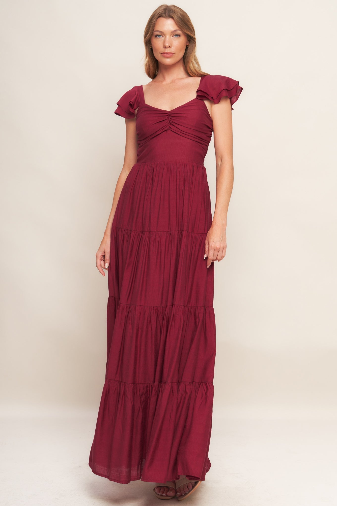 Deep Red Vævet Maxikjole