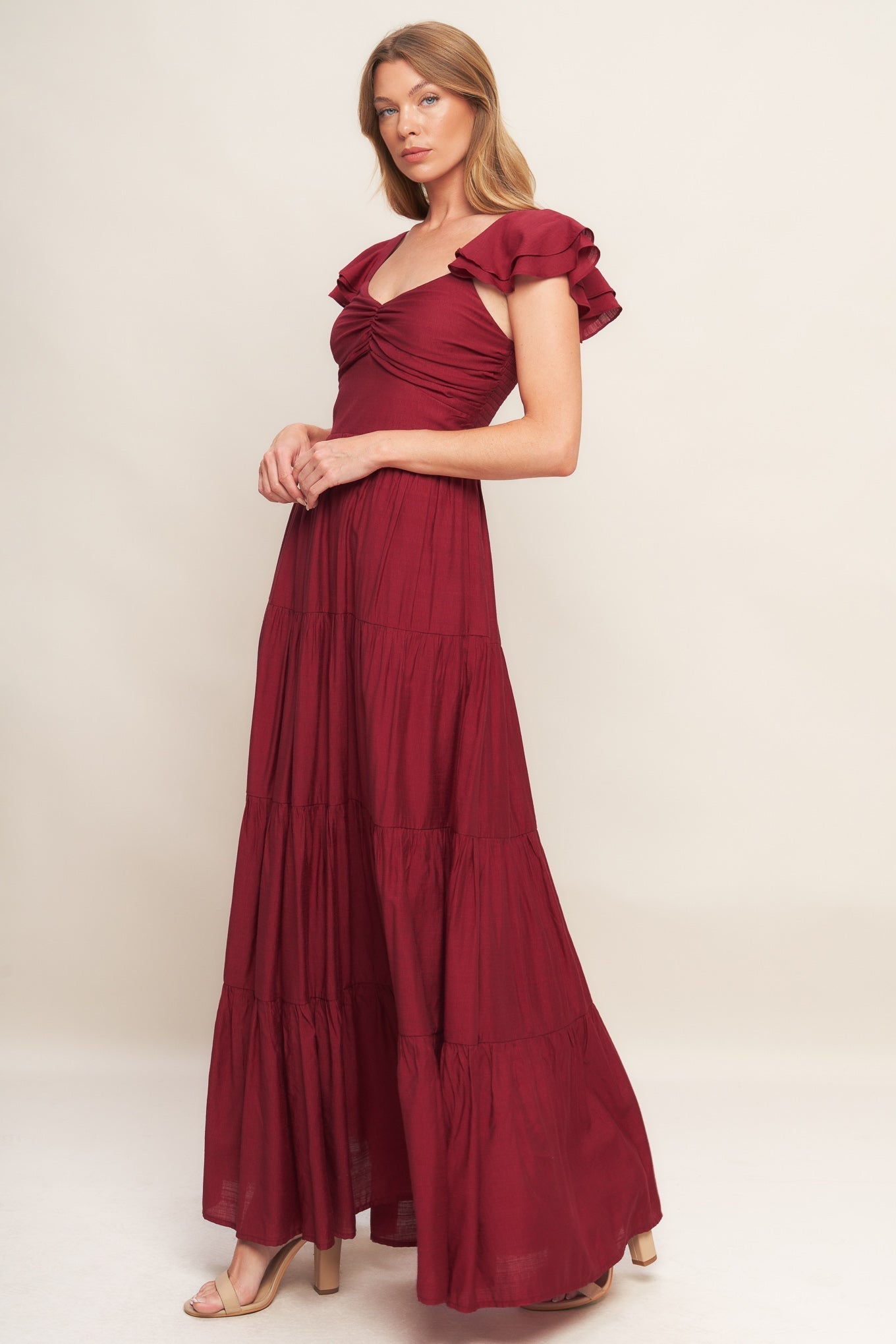 Deep Red Vævet Maxikjole