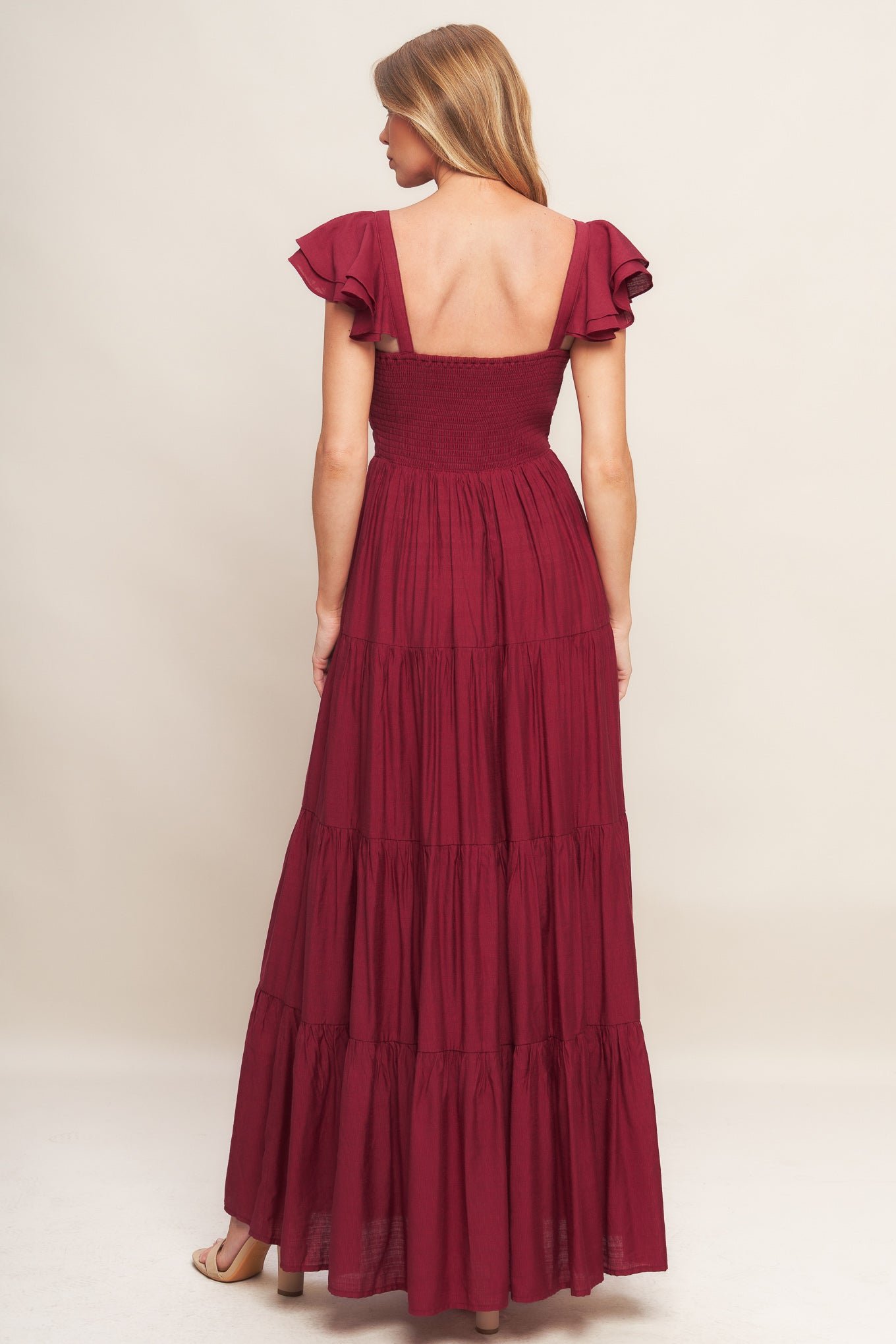 Deep Red Vævet Maxikjole