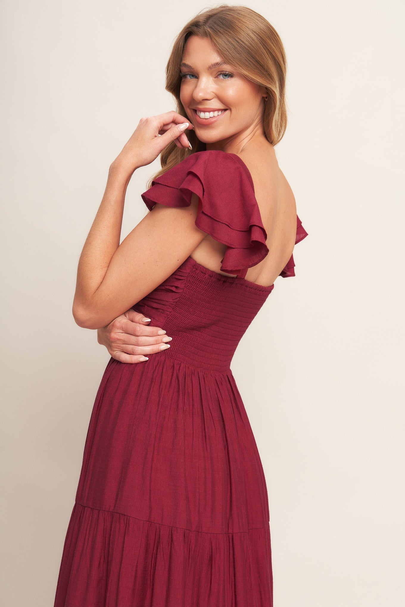 Deep Red Vævet Maxikjole
