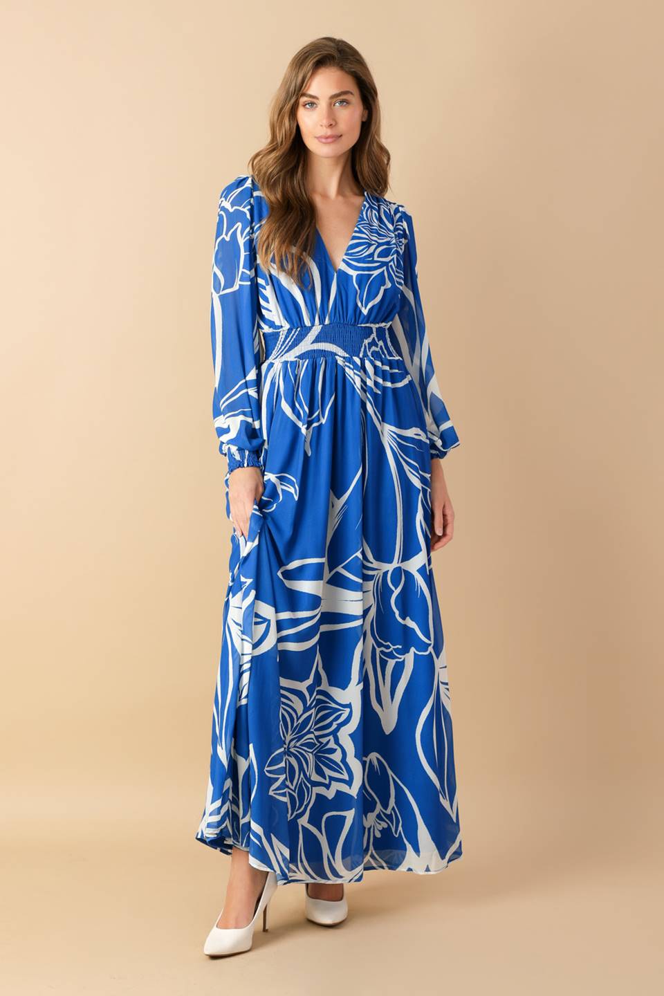 Robe Maxi Tissée Gouttes de Rosée Dansantes