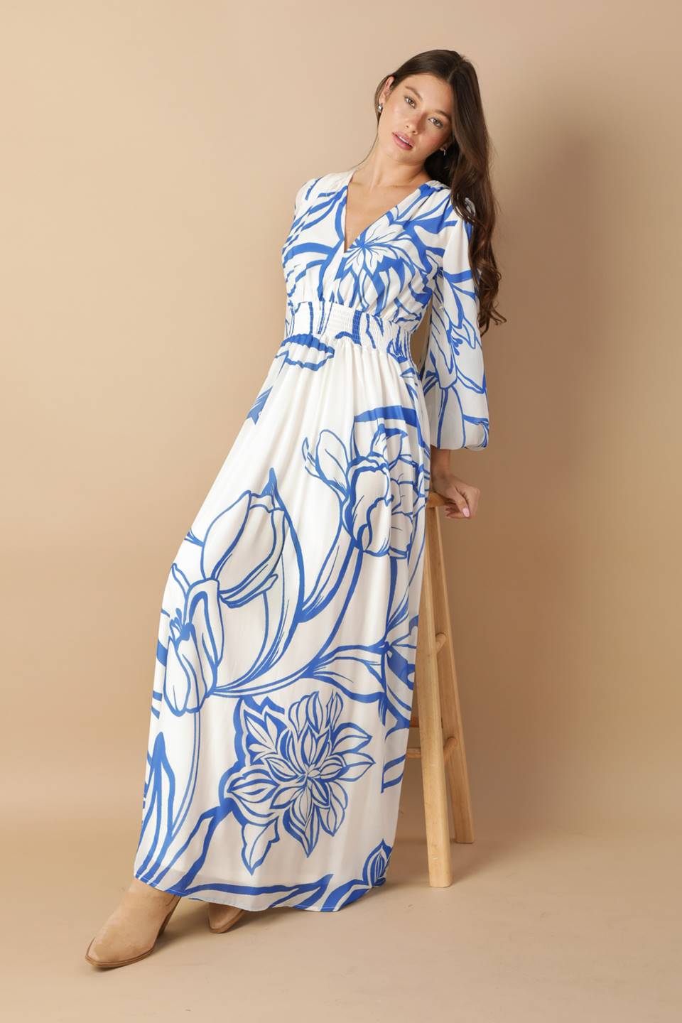 Robe Maxi Tissée Gouttes de Rosée Dansantes
