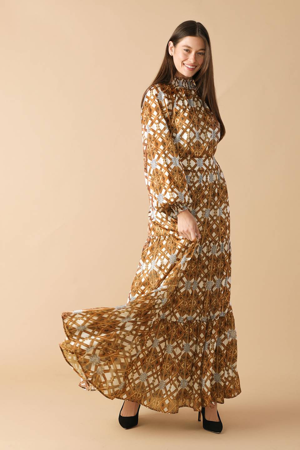 Celestial Cascade Woven Maxi Dress