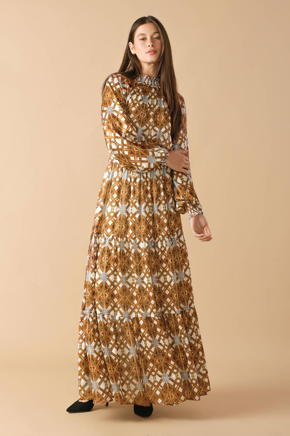Celestial Cascade Woven Maxi Dress