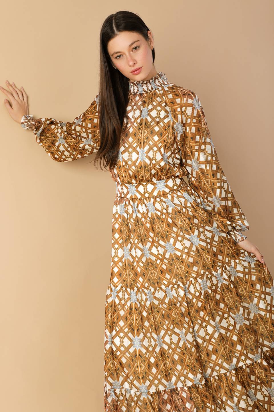 Celestial Cascade Woven Maxi Dress