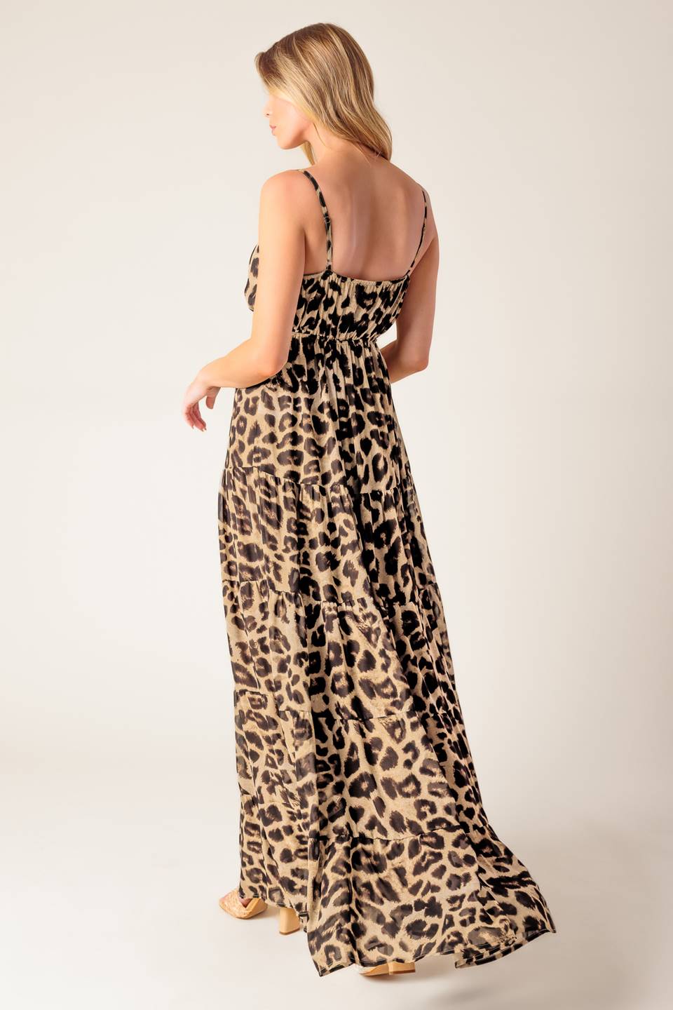 Luipaardprint Geweven Maxi Jurk