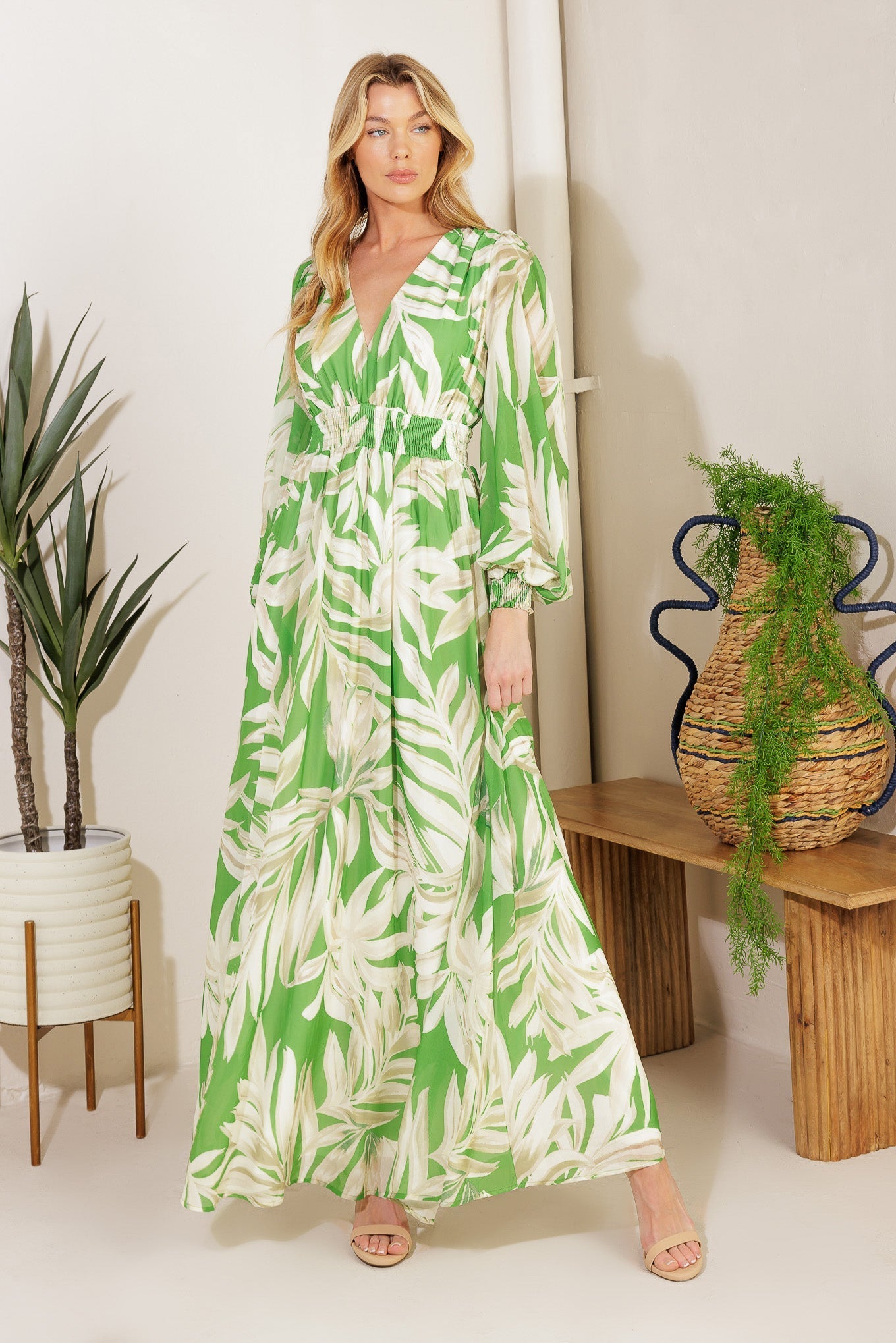 Robe Maxi Tissée Feuilles De Demain