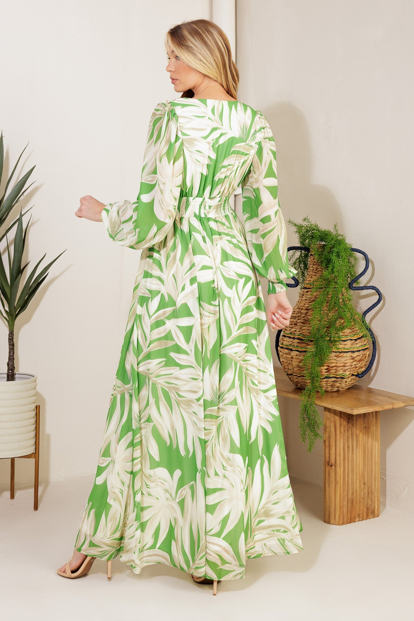 Robe Maxi Tissée Feuilles De Demain