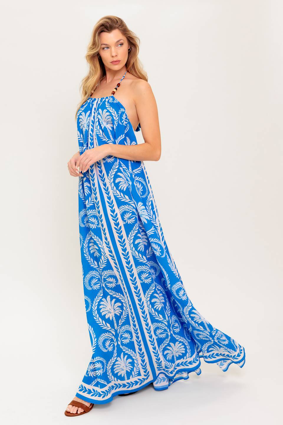 Robe Maxi Tissée Bleue Pour les Rêveurs