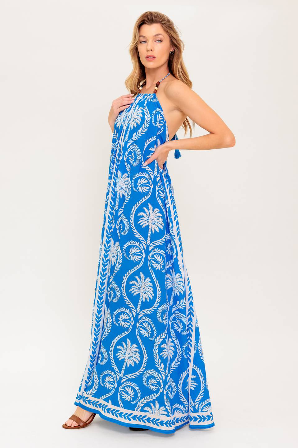 Robe Maxi Tissée Bleue Pour les Rêveurs