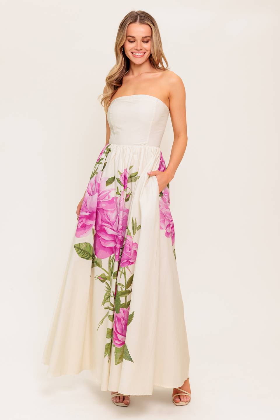 Robe Maxi Florale Tissée Emportée par la Brise