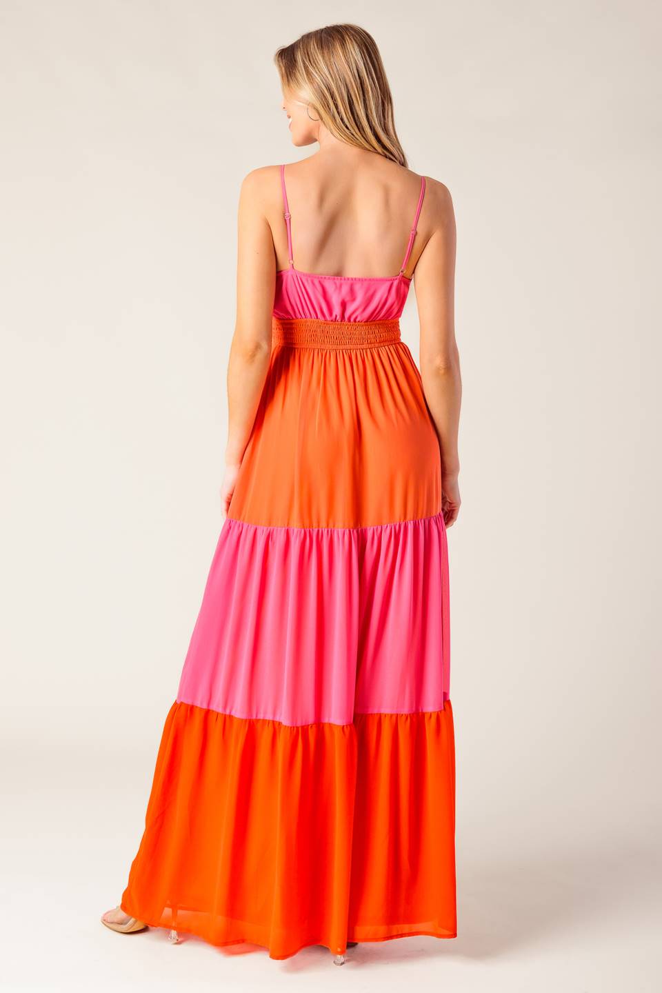 Regal Rise Color-Blocked Woven Maxi Dress