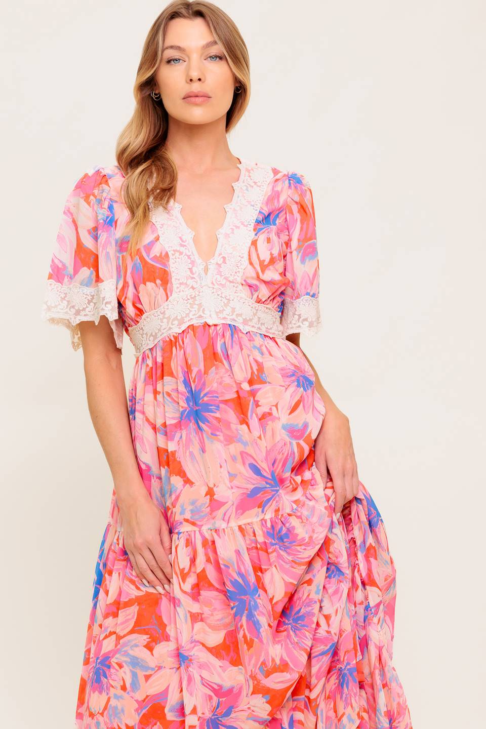 Robe Maxi Tissée Florale Minimaliste
