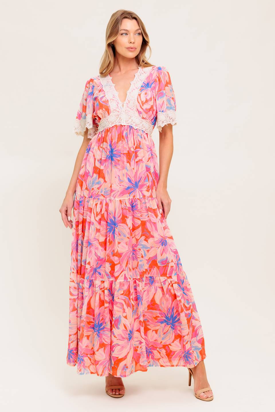 Robe Maxi Tissée Florale Minimaliste