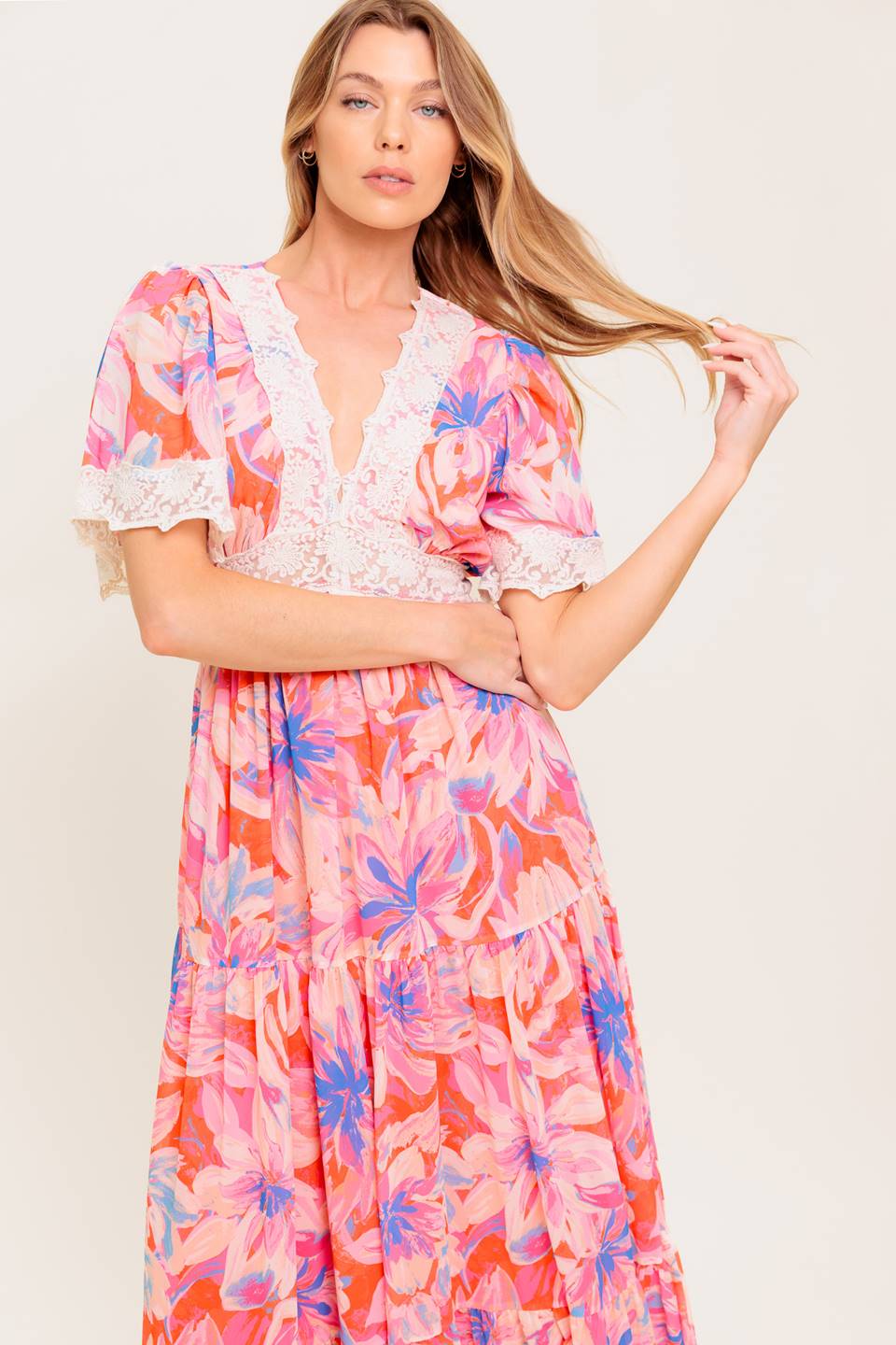 Robe Maxi Tissée Florale Minimaliste