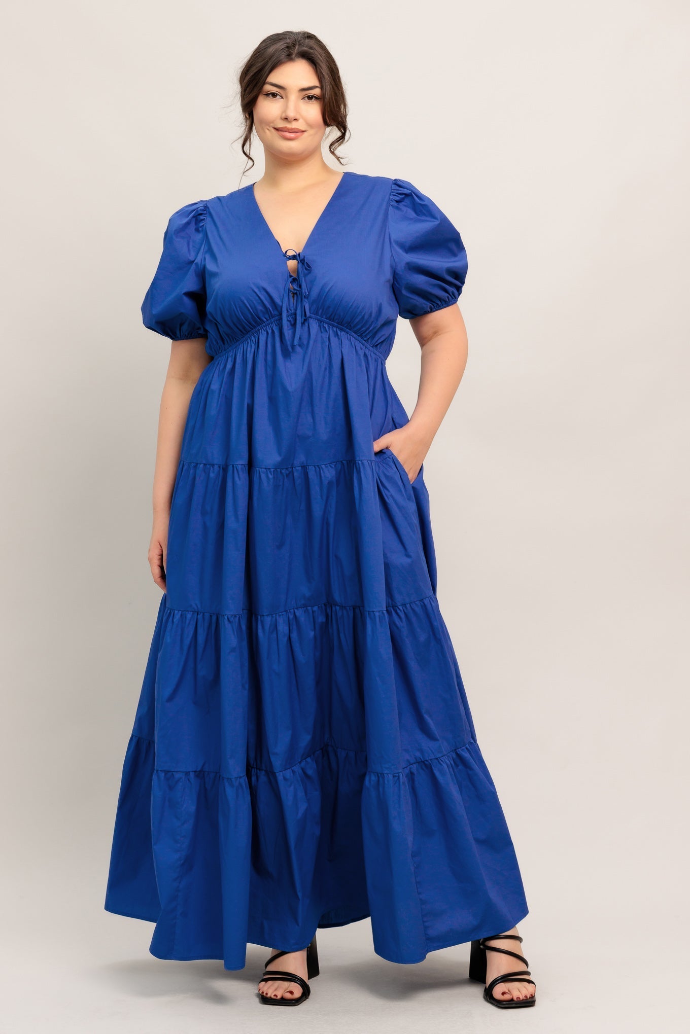 Royal Blue Vævet Maxikjole — Sommerglød