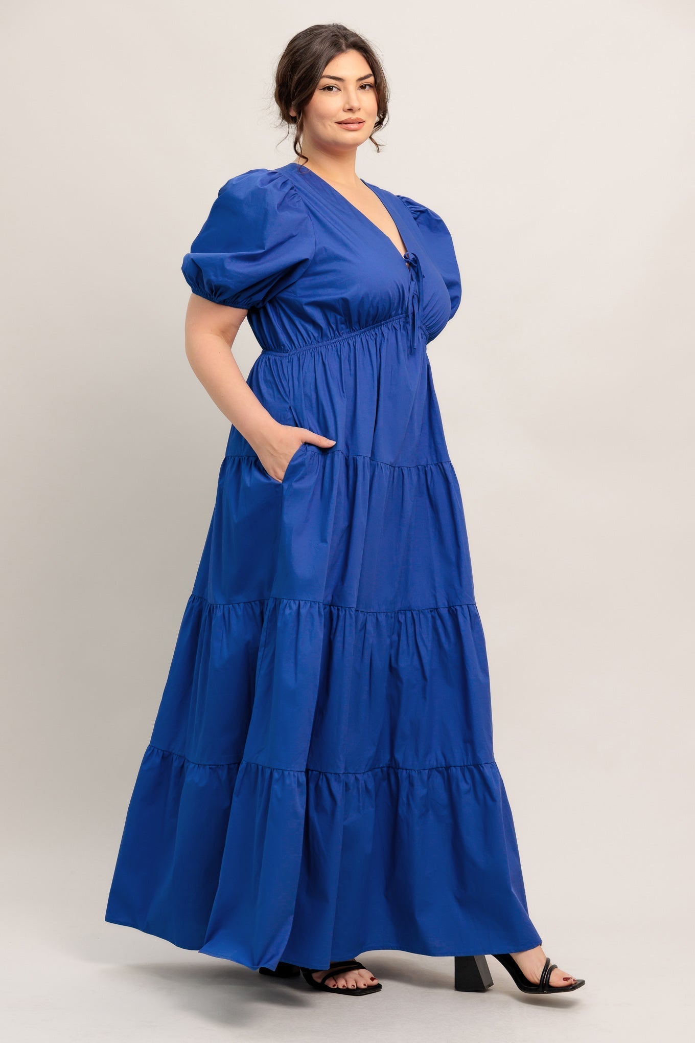 Royal Blue Vævet Maxikjole — Sommerglød