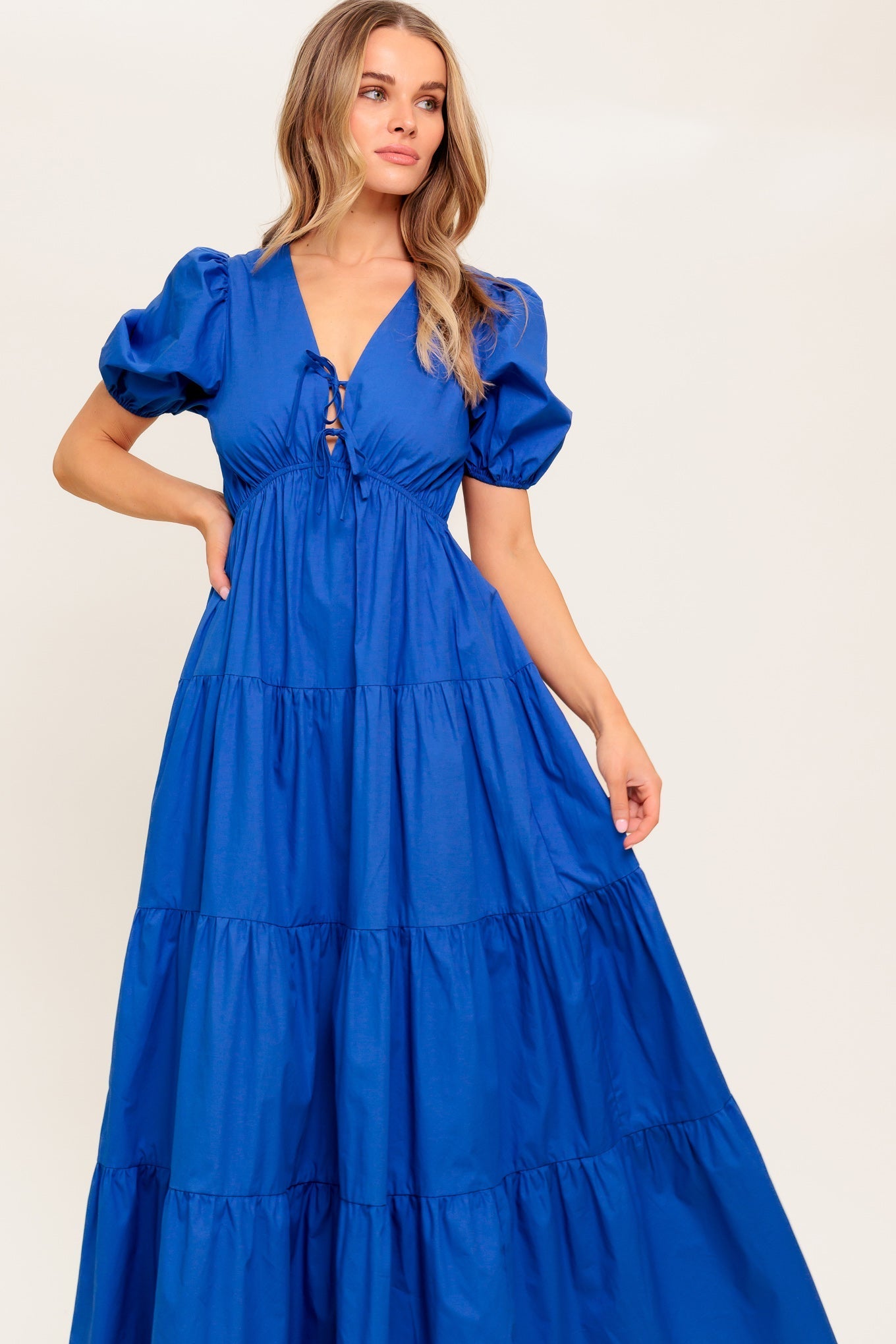Royal Blue Vævet Maxikjole — Sommerglød
