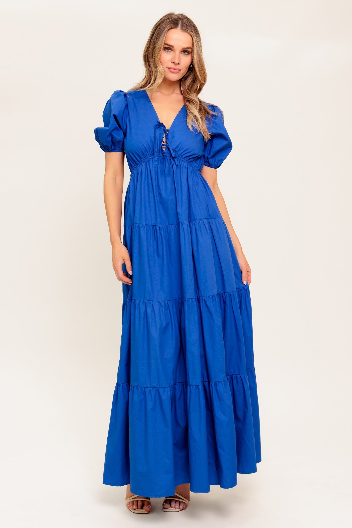 Royal Blue Vævet Maxikjole — Sommerglød