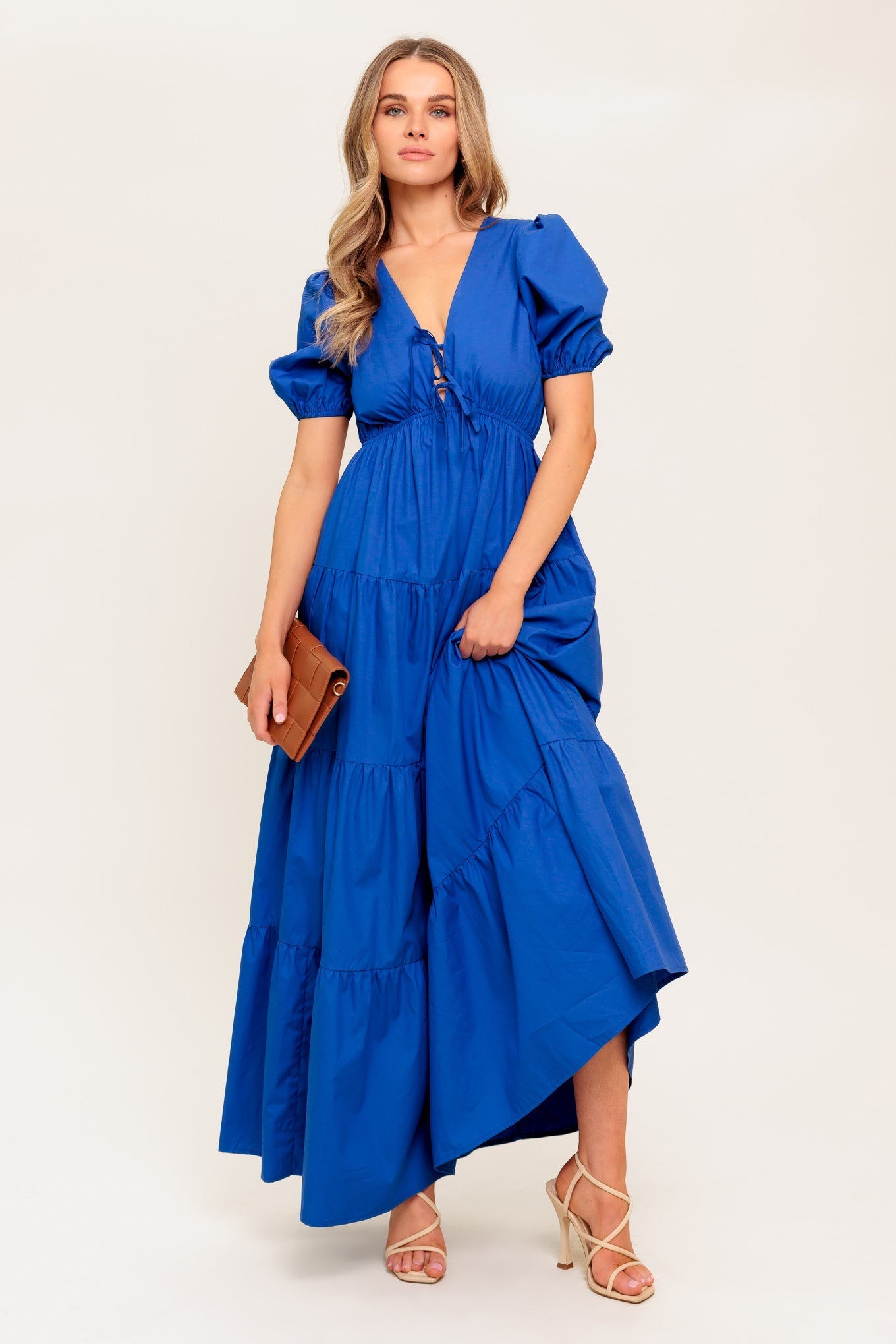 Royal Blue Vævet Maxikjole — Sommerglød