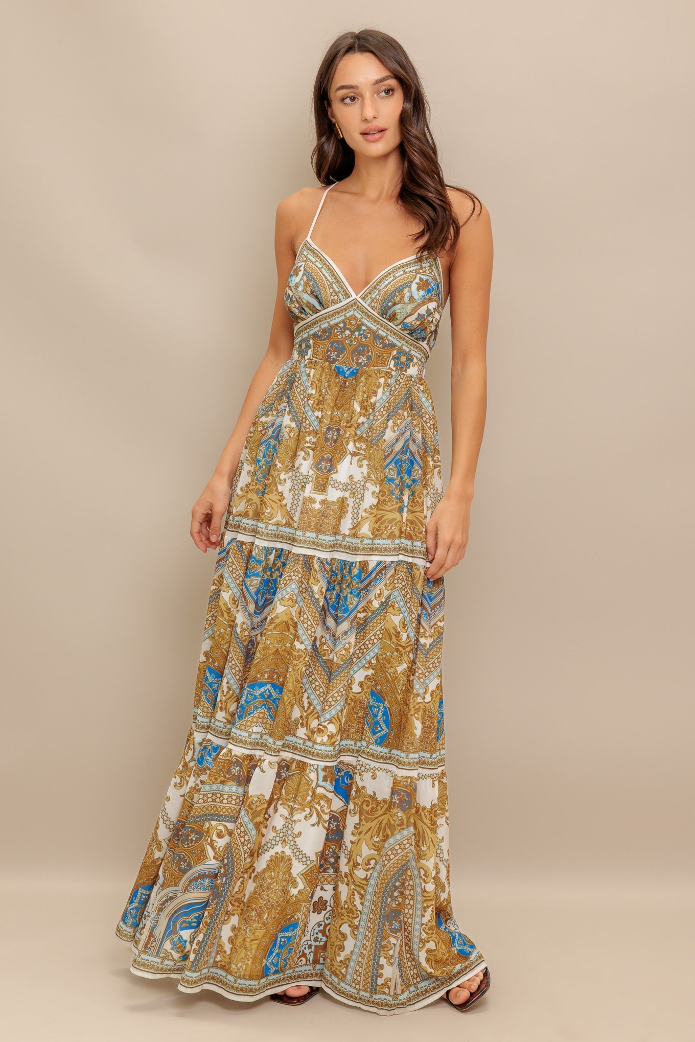Robe Maxi Palazzo Tissée Dorée