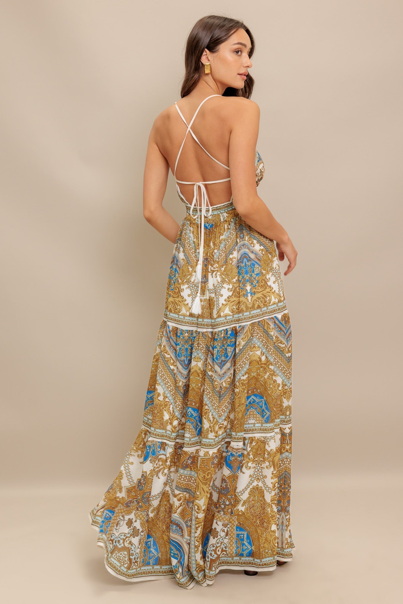 Robe Maxi Palazzo Tissée Dorée