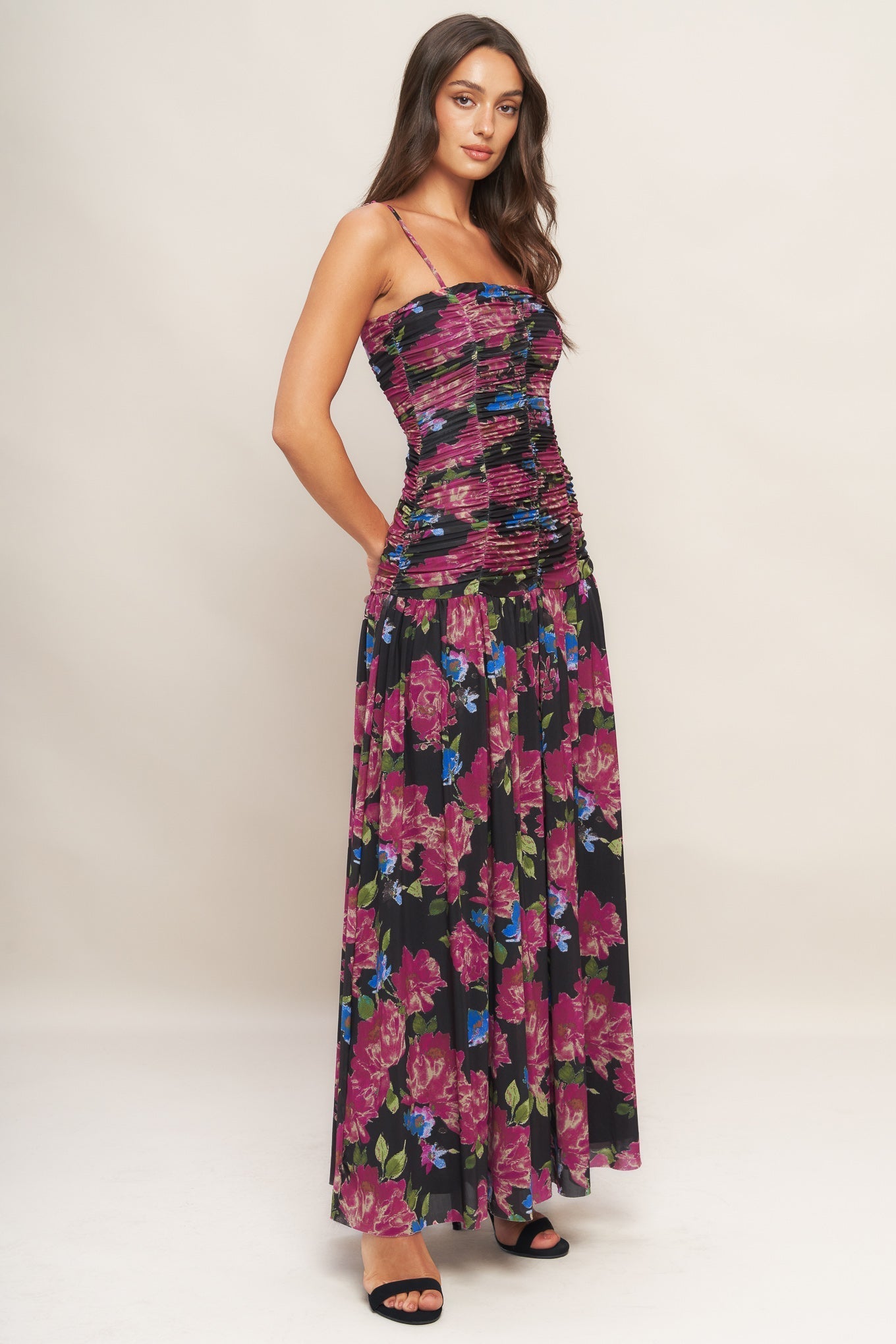 Night Florist Power-Mesh Maxi Dress