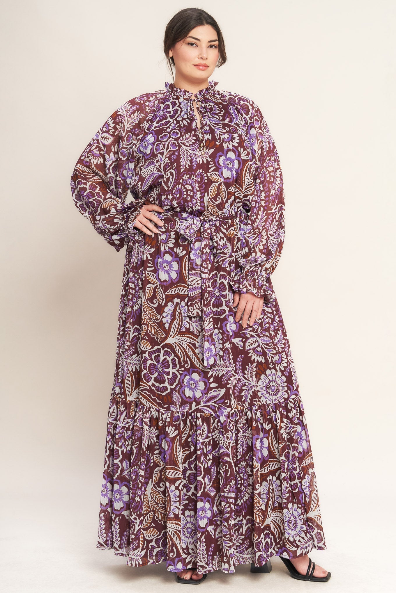 Violet Blossom Spirit Vævet Maxikjole