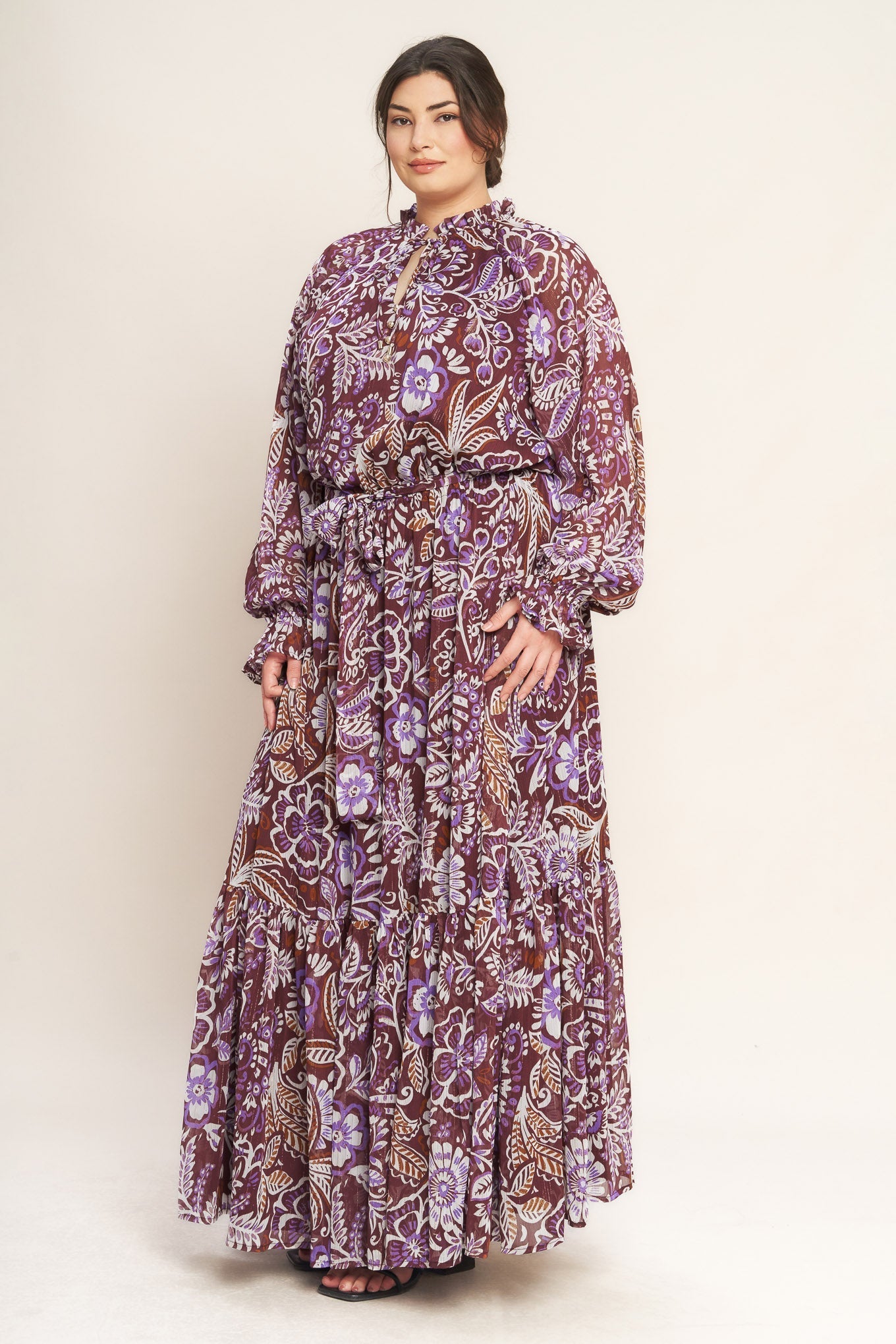 Violet Blossom Spirit Vævet Maxikjole